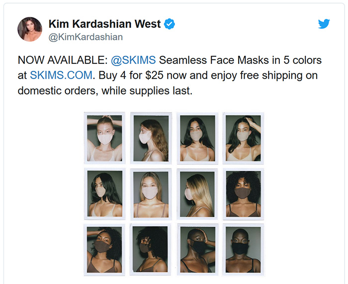 Kim Kardashian Accused Covid-19 Crisis Rich masks SKIMS coronavirus